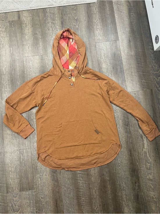 Maurices Tops - Maurices Multi-Color Plaid-Lined Rust Hoodie